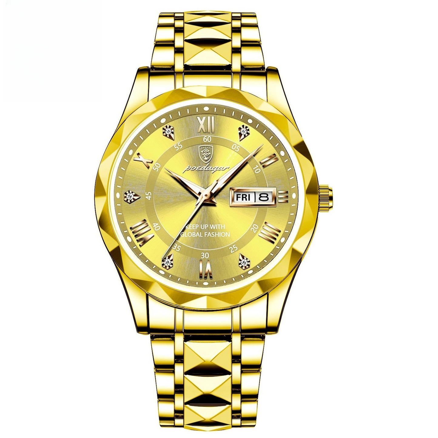 Stylish Men's Watch – Waterproof, Glow-in-the-Dark, Day & Date"