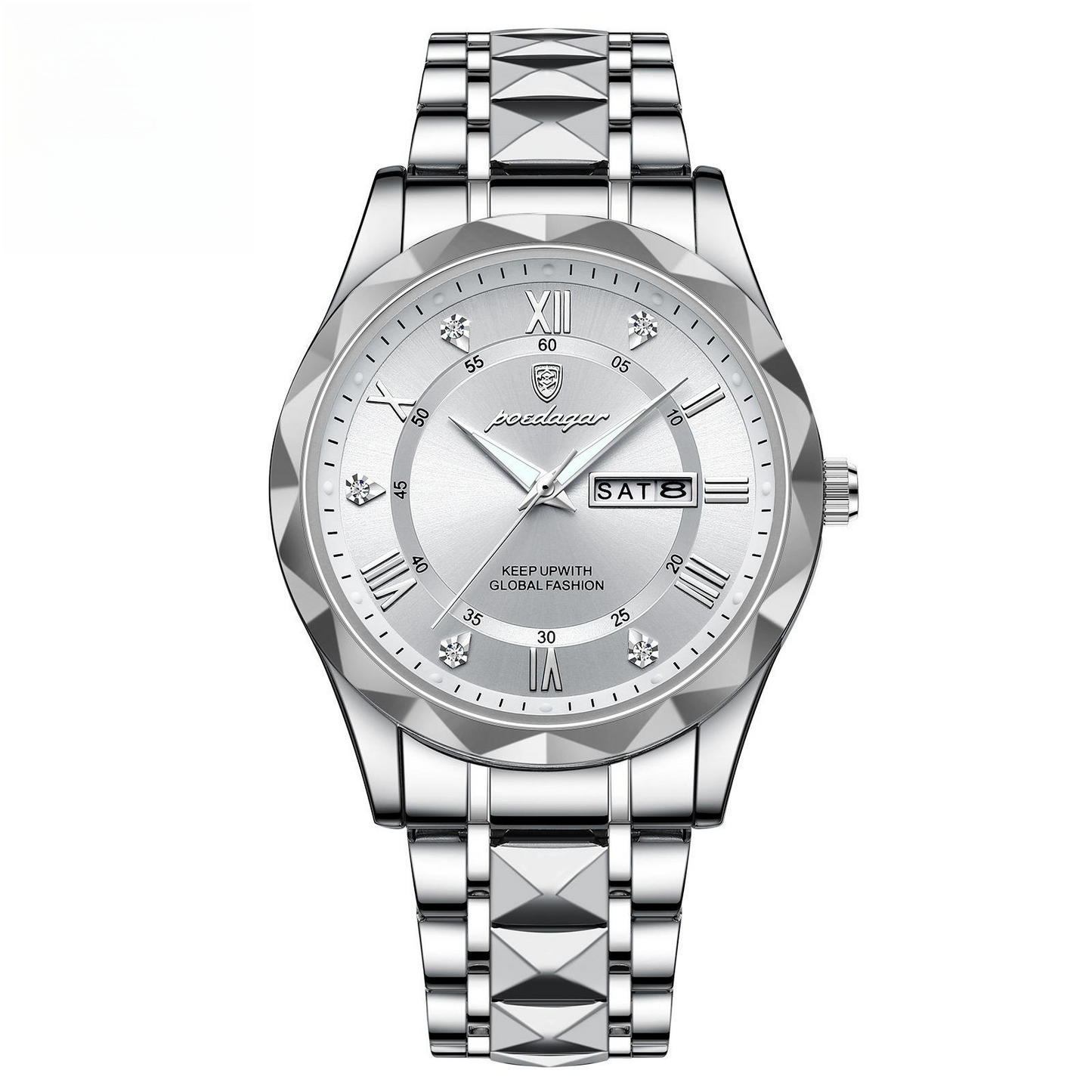 Stylish Men's Watch – Waterproof, Glow-in-the-Dark, Day & Date"