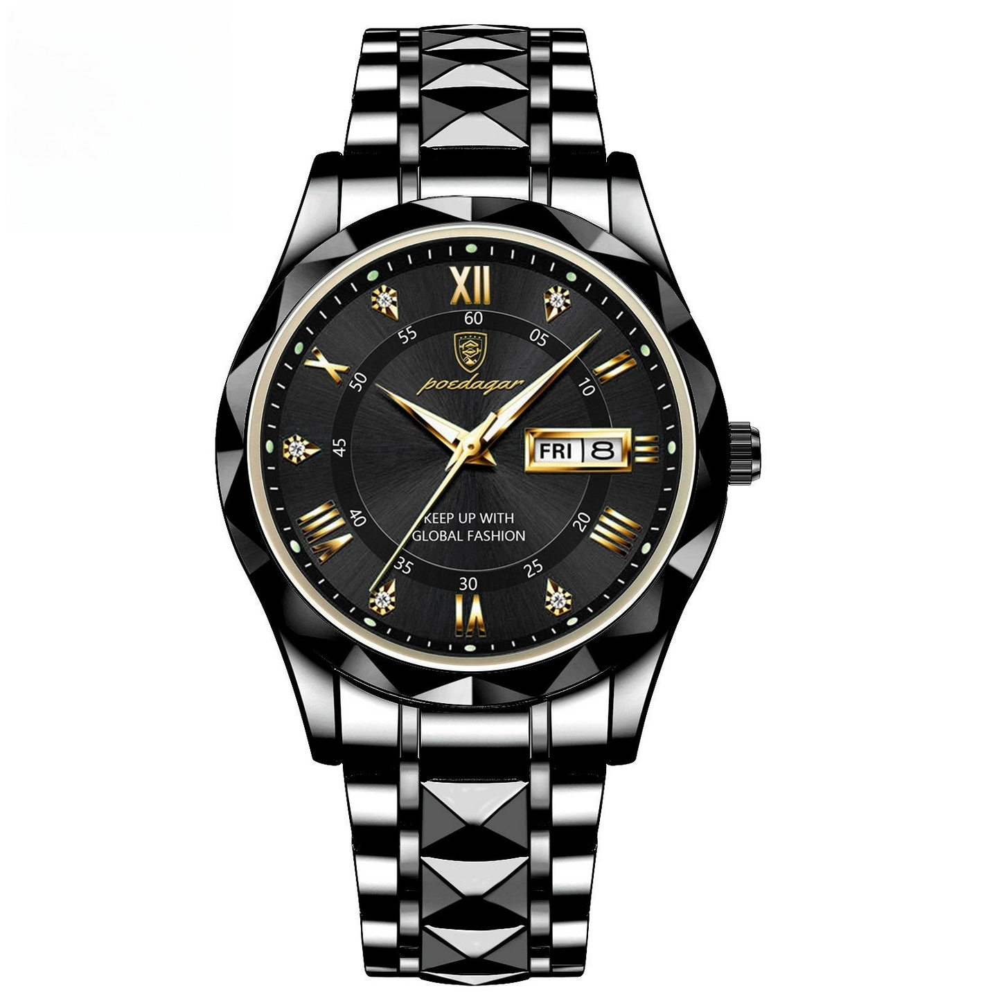 Stylish Men's Watch – Waterproof, Glow-in-the-Dark, Day & Date"