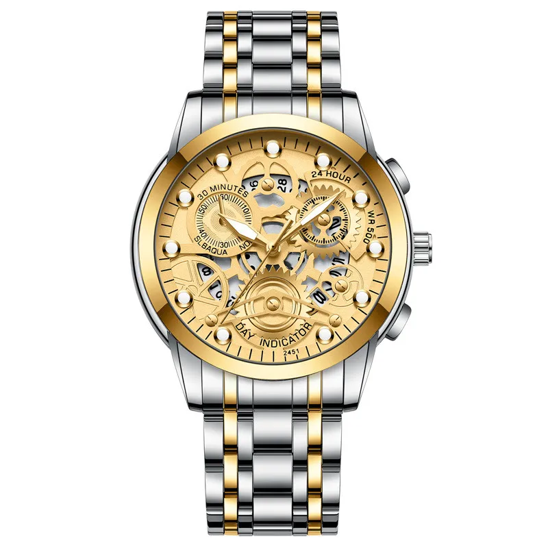 Men's Analog Quartz Watch - 30m Waterproof - Stainless Steel - with Calendar and Luminous Hands