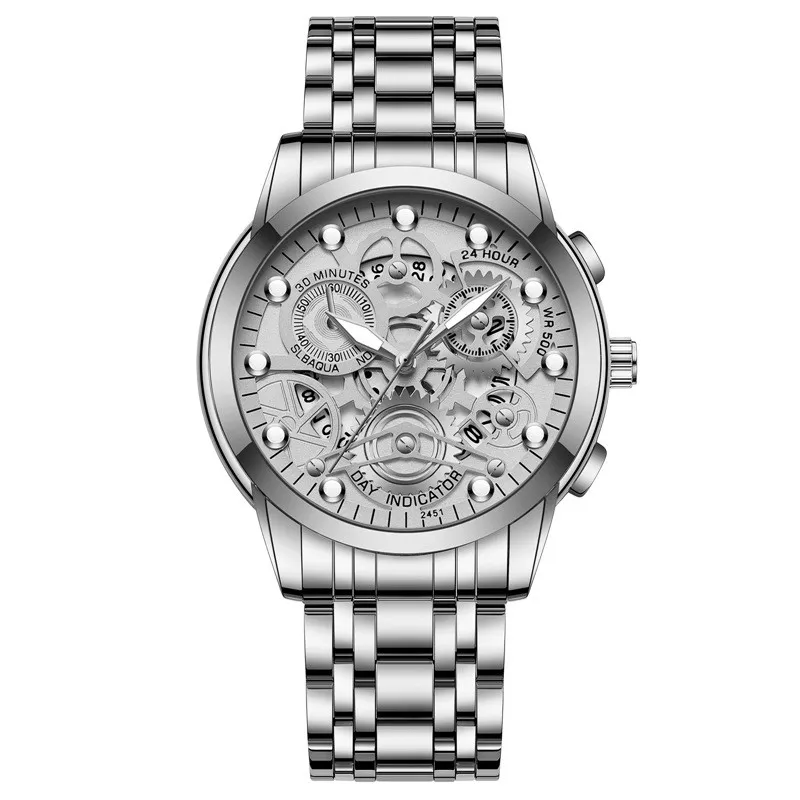 Men's Analog Quartz Watch - 30m Waterproof - Stainless Steel - with Calendar and Luminous Hands