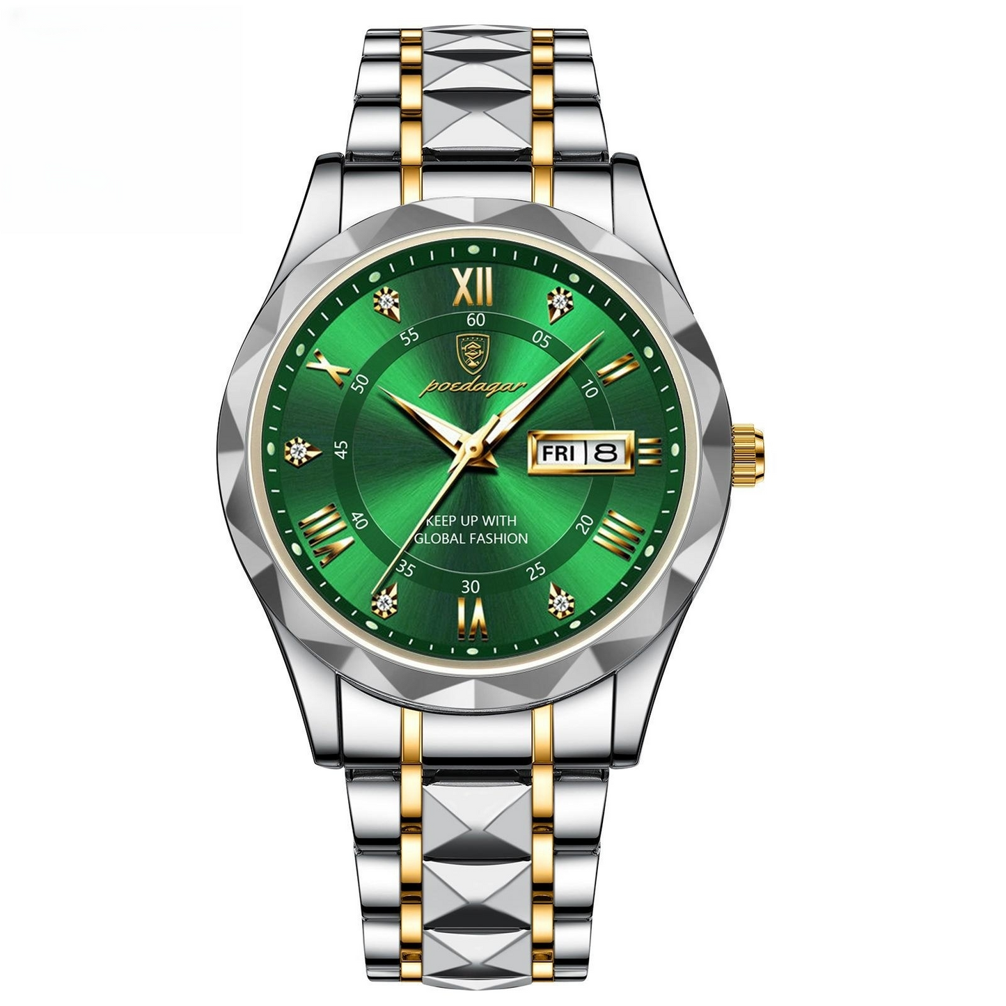 Stylish Men's Watch – Waterproof, Glow-in-the-Dark, Day & Date"