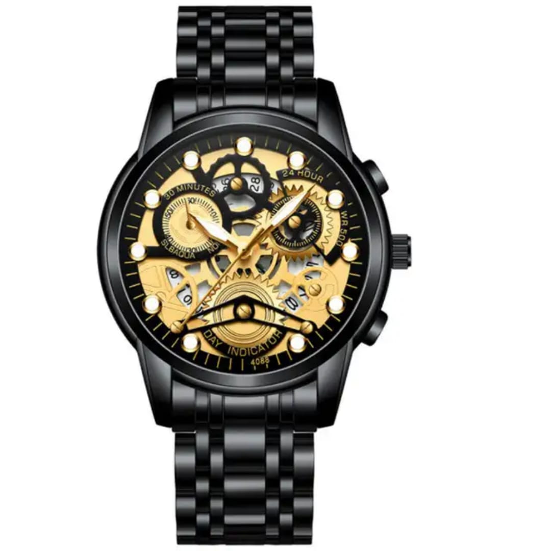 Men's Analog Quartz Watch - 30m Waterproof - Stainless Steel - with Calendar and Luminous Hands