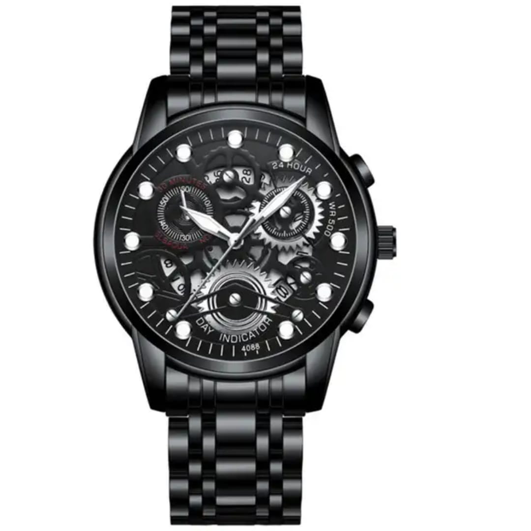 Men's Analog Quartz Watch - 30m Waterproof - Stainless Steel - with Calendar and Luminous Hands