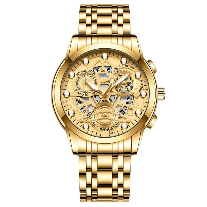 Men's Analog Quartz Watch - 30m Waterproof - Stainless Steel - with Calendar and Luminous Hands