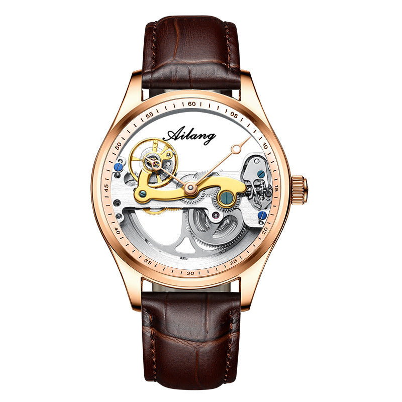 Automatic Mechanical Watch Skeleton  Male Watch Generation cuir Band Watch