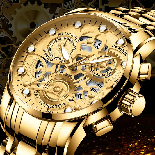 Men's Analog Quartz Watch - 30m Waterproof - Stainless Steel - with Calendar and Luminous Hands