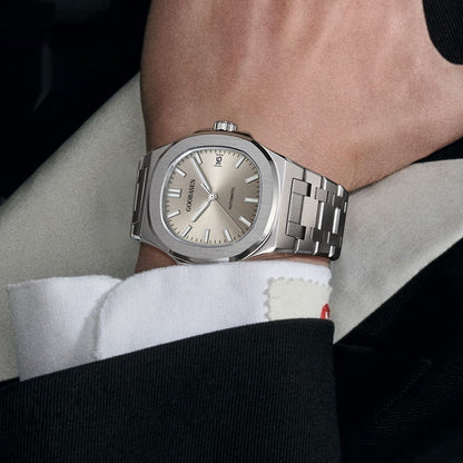 Luxury Automatic Watch for Men Stainless Steel Waterproof Mechanical Wristwatch (Ice Blue / Ash Dial)