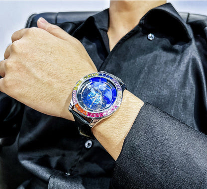 Ogulas Starry Sky Colorful Crystals Automatic Mechanical Watch Men&