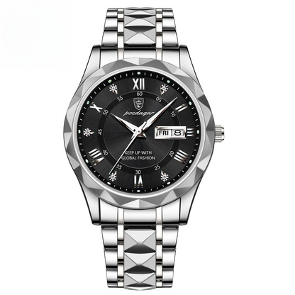 Stylish Men's Watch – Waterproof, Glow-in-the-Dark, Day & Date"