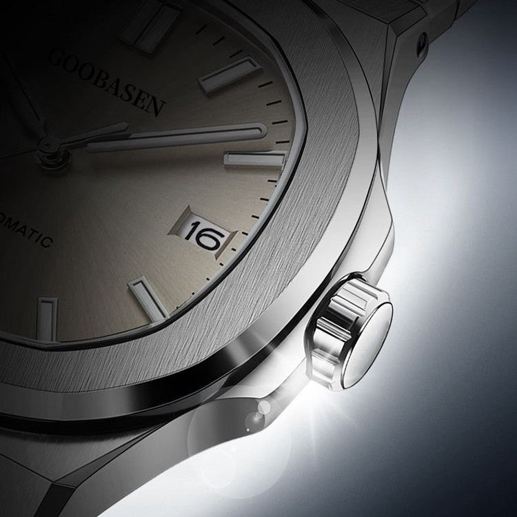 Luxury Automatic Watch for Men Stainless Steel Waterproof Mechanical Wristwatch (Ice Blue / Ash Dial)