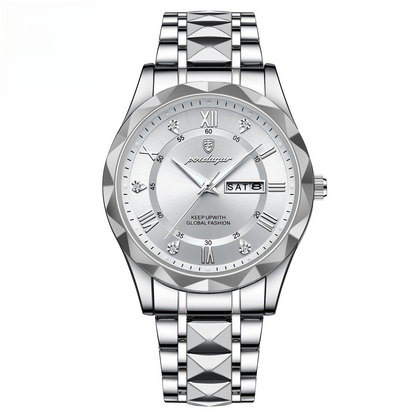 Stylish Men's Watch – Waterproof, Glow-in-the-Dark, Day & Date"