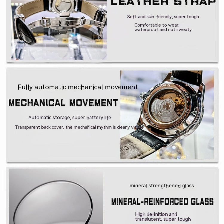Ogulas Starry Sky Colorful Crystals Automatic Mechanical Watch Men&