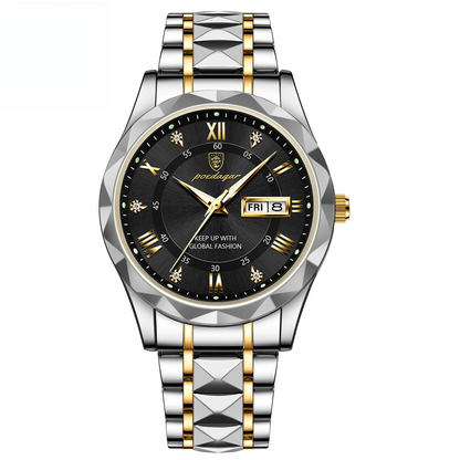 Stylish Men's Watch – Waterproof, Glow-in-the-Dark, Day & Date"