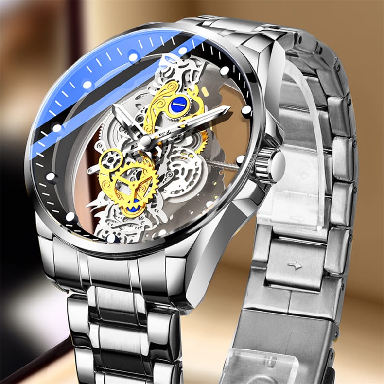 Men Watch Skeleton Automatic Quartz Watch Gold Skeleton Vintage Man Watch Mens Watches Top Brand Luxury