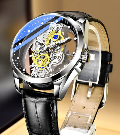 Men Watch Skeleton Automatic Quartz Watch Gold Skeleton Vintage Man Watch Mens Watches Top Brand Luxury