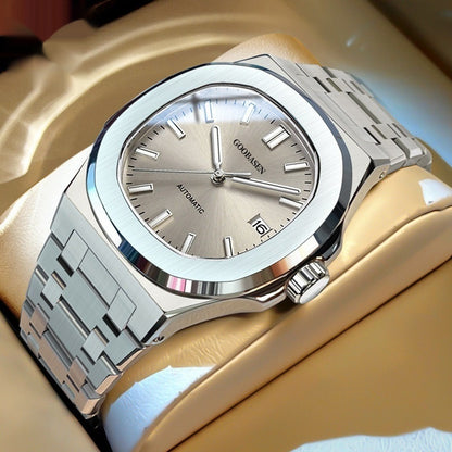 Luxury Automatic Watch for Men Stainless Steel Waterproof Mechanical Wristwatch (Ice Blue / Ash Dial)