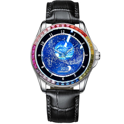 Ogulas Starry Sky Colorful Crystals Automatic Mechanical Watch Men&